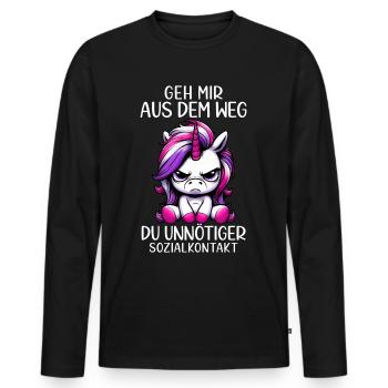 Get out of my way, you unnecessary social contact - Men's Premium Organic Long Sleeve Shirt - black - Front - Nico (187cm)