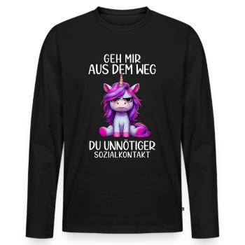 Écarte-toi de mon chemin, toi les contacts sociaux inutiles - T-shirt manches longues Premium bio Homme - noir - Devant - Nico (187cm)