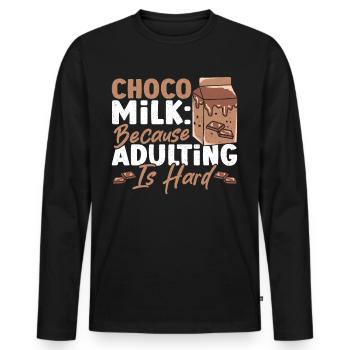 Boisson au cacao Chocolat en poudre Produits laitiers - T-shirt manches longues Premium bio Homme - noir - Devant - Nico (187cm)