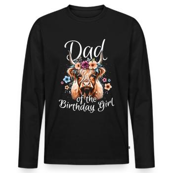 Papa de la fille d’anniversaire - T-shirt manches longues Premium bio Homme - noir - Devant - Nico (187cm)