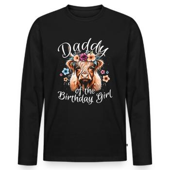 Papa de la fille d’anniversaire - T-shirt manches longues Premium bio Homme - noir - Devant - Nico (187cm)