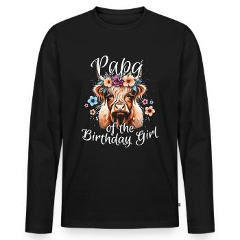 Papa de la fille d’anniversaire - T-shirt manches longues Premium bio Homme - noir - Devant - Nico (187cm)
