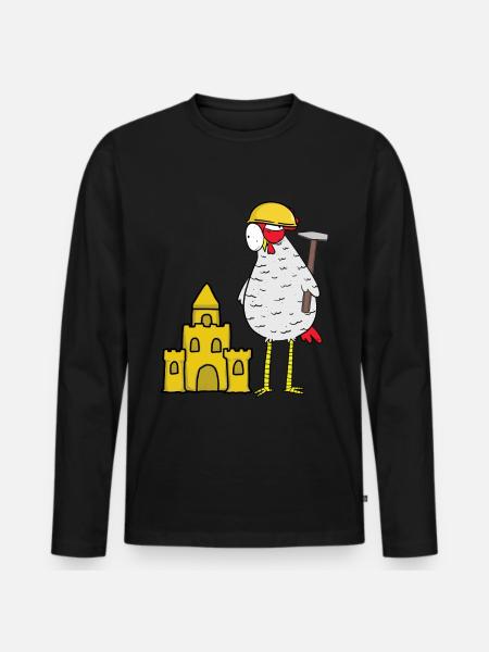 Håndværker Kylling Sandslot Byggeplads Byggemand - Premium økologisk langærmet T-shirt til mænd - sort
