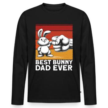 Best Bunny Dad Ever - Men's Premium Organic Long Sleeve Shirt - black - Front - Nico (187cm)