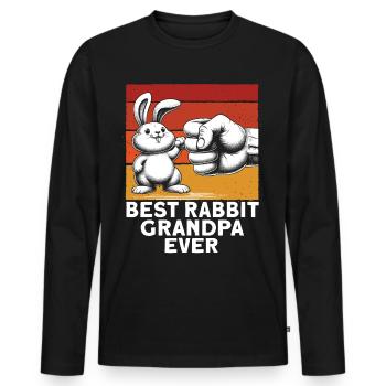 Best Rabbit Grandpa Ever - Men's Premium Organic Long Sleeve Shirt - black - Front - Nico (187cm)