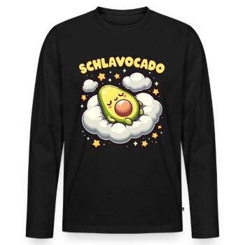 Schlavocado Schlafshirt Avocado Schlafanzug Frucht - Männer Premium Bio Langarmshirt - Schwarz - Vorne - Nico (187cm)