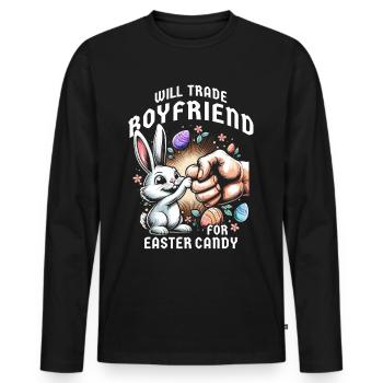 Échangera son petit ami contre des bonbons de Pâques - T-shirt manches longues Premium bio Homme - noir - Devant - Nico (187cm)