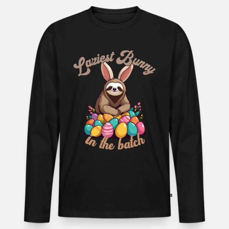 Lustiger Spruch Süßes Osterfaultier Faultier - Männer Premium Bio Langarmshirt - Schwarz
