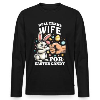 Échangera sa femme contre des bonbons de Pâques - T-shirt manches longues Premium bio Homme - noir - Devant - Nico (187cm)