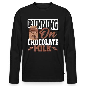 Double Choc Cacao Boisson Lait Chocolat Lait - T-shirt manches longues Premium bio Homme - noir - Devant - Nico (187cm)