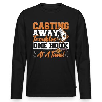 Fischer Kajak Fischen Shirt für Angler, die alles - Männer Premium Bio Langarmshirt - Schwarz - Vorne - Nico (187cm)
