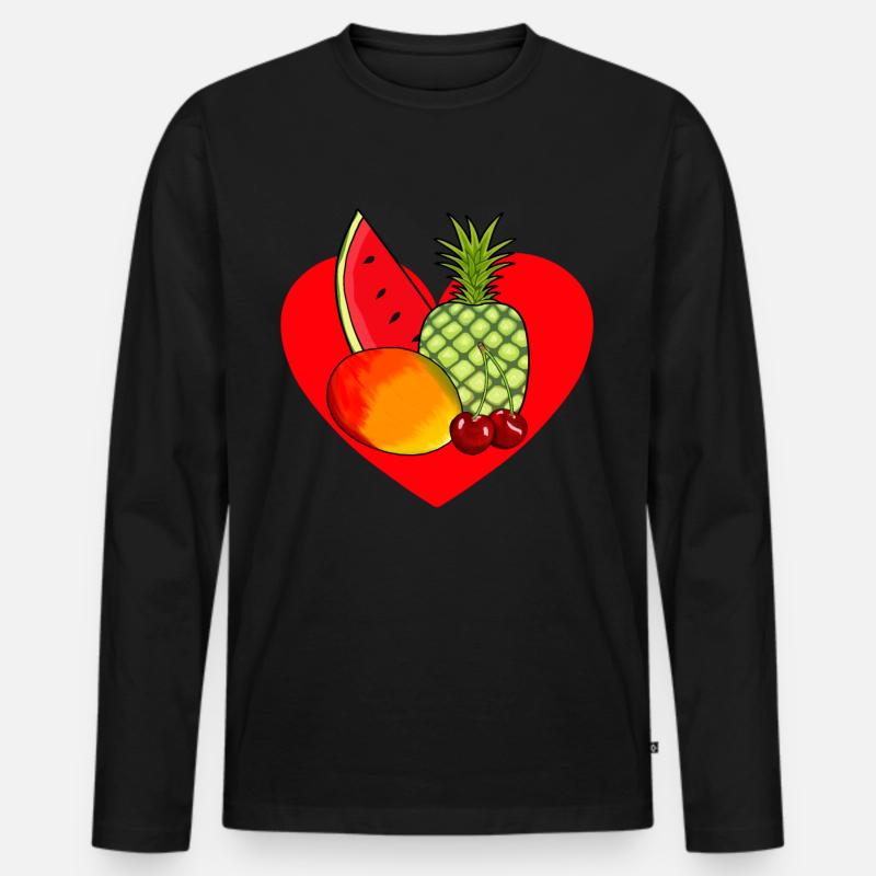 Obst Früchte Geschenkidee Vegetarisch - Männer Premium Bio Langarmshirt - Schwarz
