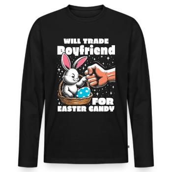 Échangera son petit ami contre des bonbons de Pâques - T-shirt manches longues Premium bio Homme - noir - Devant - Nico (187cm)