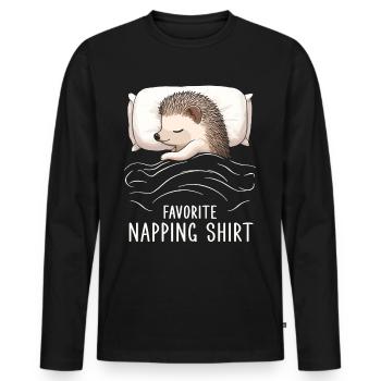 Favorite Napping Shirt - Männer Premium Bio Langarmshirt - Schwarz - Vorne - Nico (187cm)