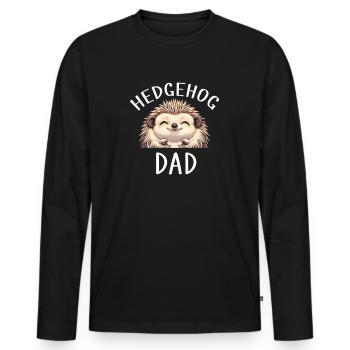 Papa hérisson - T-shirt manches longues Premium bio Homme - noir - Devant - Nico (187cm)