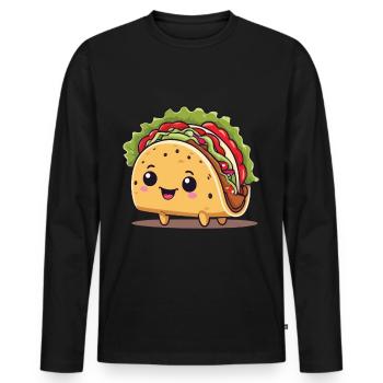 Kawaii Taco Cinco De Mayo Lustiges Design - Männer Premium Bio Langarmshirt - Schwarz - Vorne - Nico (187cm)