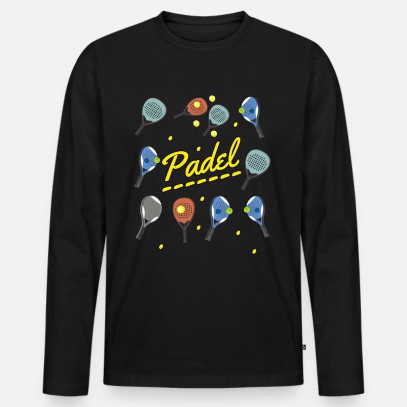 Padel und Schläger - Männer Premium Bio Langarmshirt - Schwarz