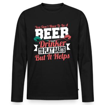 Joueurs de fléchettes de lancer de fléchettes - T-shirt manches longues Premium bio Homme - noir - Devant - Nico (187cm)