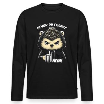 Avant de poser la question : Non - T-shirt manches longues Premium bio Homme - noir - Devant - Nico (187cm)