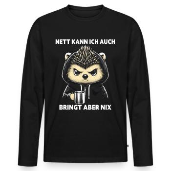 Sympa je peux aussi apporter mais rien n’apporte - T-shirt manches longues Premium bio Homme - noir - Devant - Nico (187cm)