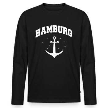 Hamburg Hanseatic City North German Low German - Men's Premium Organic Long Sleeve Shirt - black - Front - Nico (187cm)