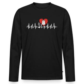 Hamburg Hanseatic City North German Low German - Men's Premium Organic Long Sleeve Shirt - black - Front - Nico (187cm)