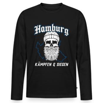 Hamburg Hanseatic City North German Low German - Men's Premium Organic Long Sleeve Shirt - black - Front - Nico (187cm)