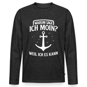 Hamburg Tshirt Geschenk Moin Hamburch Fußball - Männer Premium Bio Langarmshirt - Anthrazit meliert - Vorne - Nico (187cm)