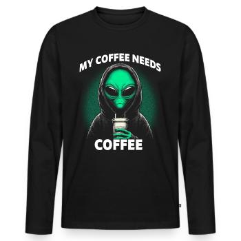 My Coffee Needs Coffee - Men's Premium Organic Long Sleeve Shirt - black - Front - Nico (187cm)