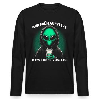 Those who get up early hate More of the day - Men's Premium Organic Long Sleeve Shirt - black - Front - Nico (187cm)