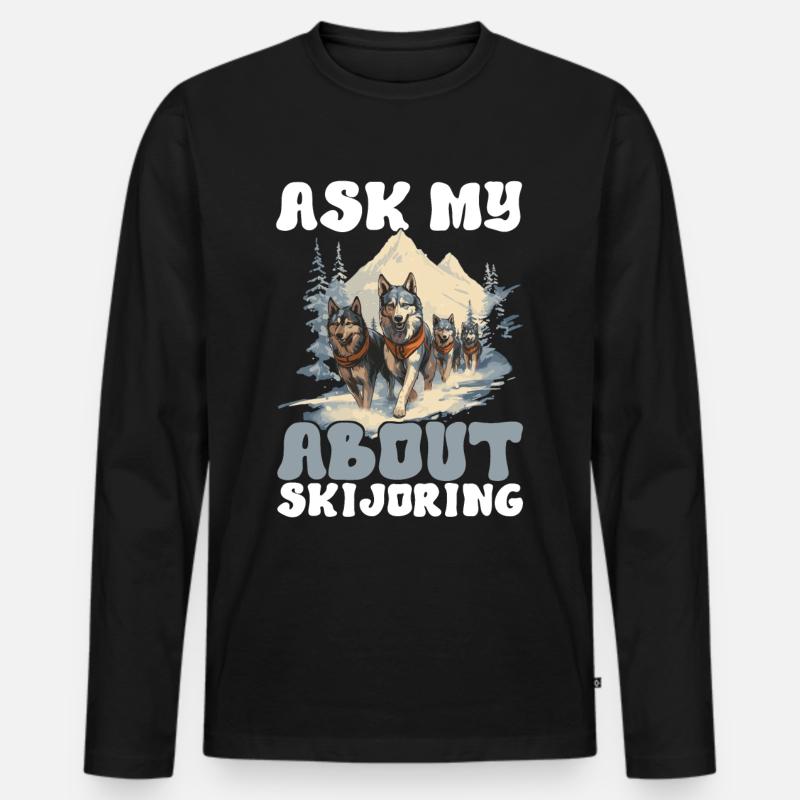 Schlittenfahren Schlittenhunde - Männer Premium Bio Langarmshirt - Schwarz