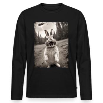 Lustiges Hasen Selfie Außerirdisches Raumschiff - Männer Premium Bio Langarmshirt - Schwarz - Vorne - Nico (187cm)