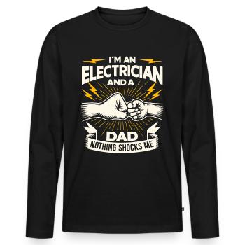 Elektriker Elektroniker Elektroinstallateur - Männer Premium Bio Langarmshirt - Schwarz - Vorne - Nico (187cm)