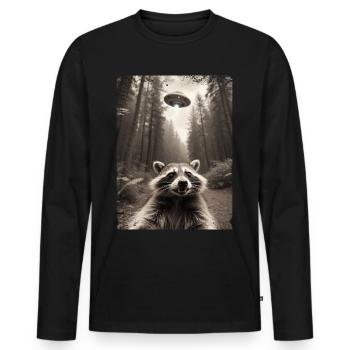 Lustiges Waschbär Selfie Außerirdisches Raumschiff - Männer Premium Bio Langarmshirt - Schwarz - Vorne - Nico (187cm)