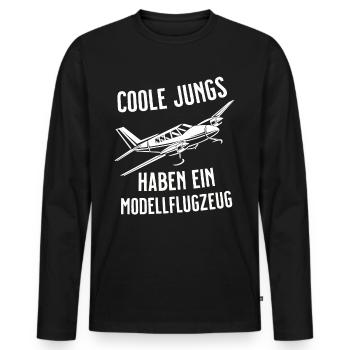 Airplane Tshirt Men's Helicopter Pilot Airplane - Men's Premium Organic Long Sleeve Shirt - black - Front - Nico (187cm)