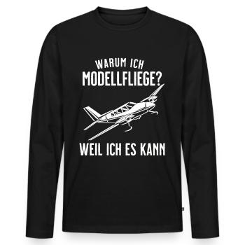 Airplane Tshirt Men's Helicopter Pilot Airplane - Men's Premium Organic Long Sleeve Shirt - black - Front - Nico (187cm)