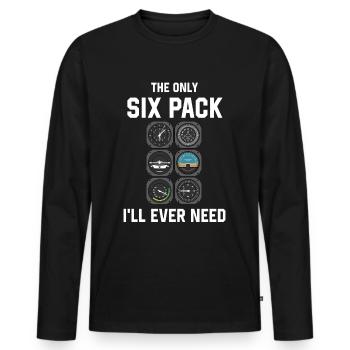 Airplane Tshirt Men's Helicopter Pilot Airplane - Men's Premium Organic Long Sleeve Shirt - black - Front - Nico (187cm)
