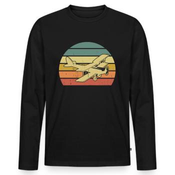 Airplane Tshirt Men's Helicopter Pilot Airplane - Men's Premium Organic Long Sleeve Shirt - black - Front - Nico (187cm)