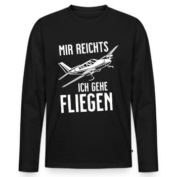 Airplane Tshirt Men's Helicopter Pilot Airplane - Men's Premium Organic Long Sleeve Shirt - black - Front - Nico (187cm)