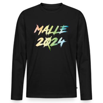 Malle 2024 - Männer Premium Bio Langarmshirt - Schwarz - Vorne - Nico (187cm)