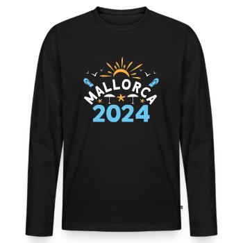 Majorque 2024 - T-shirt manches longues Premium bio Homme - noir - Devant - Nico (187cm)