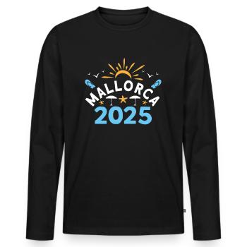 Majorque 2025 - T-shirt manches longues Premium bio Homme - noir - Devant - Nico (187cm)