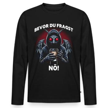 Avant de demander non, - T-shirt manches longues Premium bio Homme - noir - Devant - Nico (187cm)