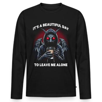 C’est une belle journée pour me laisser tranquille - T-shirt manches longues Premium bio Homme - noir - Devant - Nico (187cm)