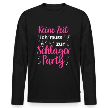 Schlager Tshirt Vrouwen Schlager Party Kostuum Party - Mannen Premium Bio shirt met lange mouwen - zwart - Voor - Nico (187cm)