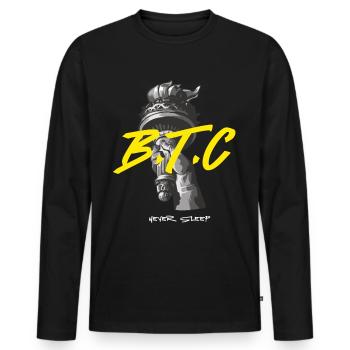 Bitcoin Never Sleeps Bitcoin Btc Crypto Currency - Men's Premium Organic Long Sleeve Shirt - black - Front - Nico (187cm)