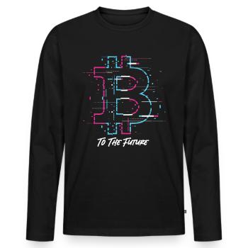 Bitcoin To The Future Bitcoin Btc Crypto Currency - Men's Premium Organic Long Sleeve Shirt - black - Front - Nico (187cm)