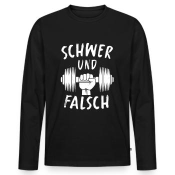 T-shirt de gymnastique drôle de remise en forme Gym d’entraînement - T-shirt manches longues Premium bio Homme - noir - Devant - Nico (187cm)
