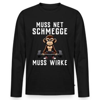 T-shirt de gymnastique drôle de remise en forme Gym d’entraînement - T-shirt manches longues Premium bio Homme - noir - Devant - Nico (187cm)