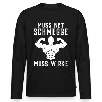 T-shirt de gymnastique drôle de remise en forme Gym d’entraînement - T-shirt manches longues Premium bio Homme - noir - Devant - Nico (187cm)